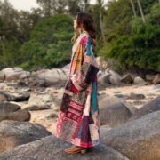 Hand Quilted Patchwork Cotton Kimono Duster Coat – Blush Shobu - Image 2