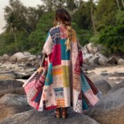 Hand Quilted Patchwork Cotton Kimono Duster Coat – Blush Shobu - Image 3