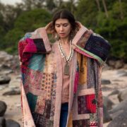Hand Quilted Patchwork Cotton Kimono Duster Coat – Blush Shobu - Image 4