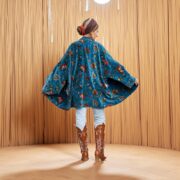 Azure Tide Velvet Kimono – Plus Size Boho Duster Jacket | Mei by ZinniaPearl - Image 6
