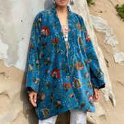 Azure Tide Velvet Kimono – Plus Size Boho Duster Jacket | Mei by ZinniaPearl - Image 10