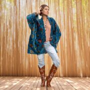 Azure Tide Velvet Kimono – Plus Size Boho Duster Jacket | Mei by ZinniaPearl - Image 5