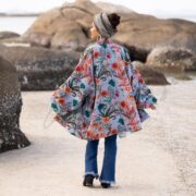 Seaside Bloom Velvet Kimono | Reversible Floral Boho Duster Jacket – Mei by ZinniaPearl - Image 3