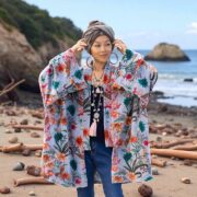 Seaside Bloom Velvet Kimono | Reversible Floral Boho Duster Jacket – Mei by ZinniaPearl - Image 10