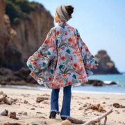 Seaside Bloom Velvet Kimono | Reversible Floral Boho Duster Jacket – Mei by ZinniaPearl - Image 8