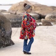 Sangria Ikat Velvet Kimono – Plus Size Boho Duster Jacket | Mei by ZinniaPearl - Image 2