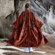 MAI Lotus Spice Velvet Kimono Duster | Handmade Boho Floral Jacket - Image 3