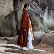 MAI Lotus Spice Velvet Kimono Duster | Handmade Boho Floral Jacket - Image 2