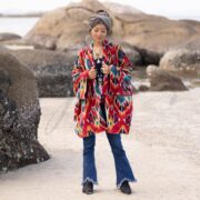 Sangria Ikat Velvet Kimono – Plus Size Boho Duster Jacket | Mei by ZinniaPearl