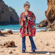 Sangria Ikat Velvet Kimono – Plus Size Boho Duster Jacket | Mei by ZinniaPearl - Image 9