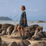 Plus Size Boho Tie-Dye Shirt | Galaxy Jade Festival Tunic Tee 1X–3X - Image 2