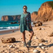 Plus Size Boho Tie-Dye Shirt | Galaxy Jade Festival Tunic Tee 1X–3X - Image 9