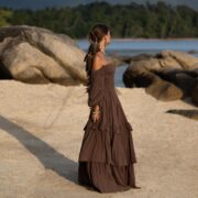 Plus Size Boho Cotton Maxi Dress – Cocoa Drift Tiered Ruffle Gown | Isabella by ZinniaPearl - Image 2