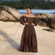 Plus Size Boho Cotton Maxi Dress – Cocoa Drift Tiered Ruffle Gown | Isabella by ZinniaPearl