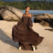 Plus Size Boho Cotton Maxi Dress – Cocoa Drift Tiered Ruffle Gown | Isabella by ZinniaPearl - Image 4