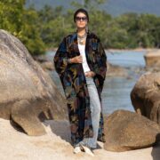 Harper Jade Velvet Kimono Duster – Nebula Garden | Plus Size Boho Floral Coat by ZinniaPearl