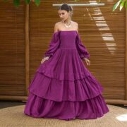 Isabella Maxi Dress – Amethyst Bloom | Plus Size Boho Cotton Gown with Tiered Ruffles - Image 7