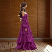 Isabella Maxi Dress – Amethyst Bloom | Plus Size Boho Cotton Gown with Tiered Ruffles - Image 8