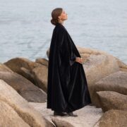 Plus Size Boho Velvet Kimono Duster – Raven Black Handmade Festival Robe | Mai by ZinniaPearl - Image 2