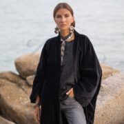 Plus Size Boho Velvet Kimono Duster – Raven Black Handmade Festival Robe | Mai by ZinniaPearl - Image 4