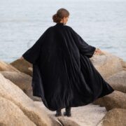 Plus Size Boho Velvet Kimono Duster – Raven Black Handmade Festival Robe | Mai by ZinniaPearl - Image 3