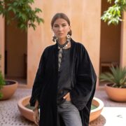 Plus Size Boho Velvet Kimono Duster – Raven Black Handmade Festival Robe | Mai by ZinniaPearl - Image 6