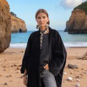 Plus Size Boho Velvet Kimono Duster – Raven Black Handmade Festival Robe | Mai by ZinniaPearl - Image 10