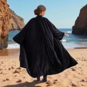 Plus Size Boho Velvet Kimono Duster – Raven Black Handmade Festival Robe | Mai by ZinniaPearl - Image 8
