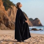 Plus Size Boho Velvet Kimono Duster – Raven Black Handmade Festival Robe | Mai by ZinniaPearl - Image 9