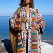 Cordelia Boho Patchwork Kimono Coat | Embroidered Lilac Duster - Image 10