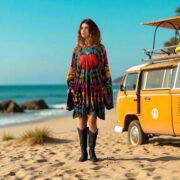 Plus Size Tie-Dye Kimono Dress with Pockets – Heartfire Festival Tunic | Kumo - Image 5