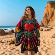 Plus Size Tie-Dye Kimono Dress with Pockets – Heartfire Festival Tunic | Kumo - Image 10