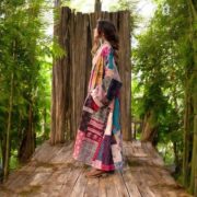 Hand Quilted Patchwork Cotton Kimono Duster Coat – Blush Shobu - Image 5