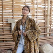 Velvet Kimono Jacket | Citrine Bloom Yellow | Plus Size Boho Duster - Image 6